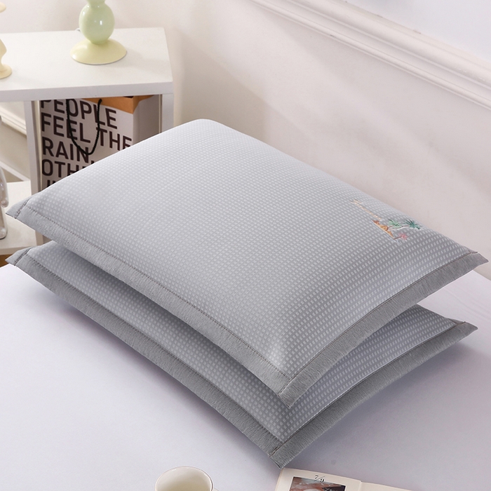 91家纺网 家纺一手货源 找家纺 小牛席业 2026新款海岛夏日凉感冰丝枕套凉枕套夏天枕套冰丝枕套竹枕套藤枕套冰藤枕套 海岛夏日凉感冰丝枕套-灰色