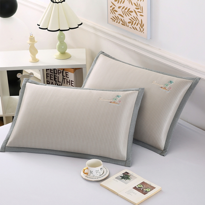 91家纺网 家纺一手货源 找家纺 小牛席业 2026新款海岛夏日凉感冰丝枕套凉枕套夏天枕套冰丝枕套竹枕套藤枕套冰藤枕套 海岛夏日凉感冰丝枕套-香槟