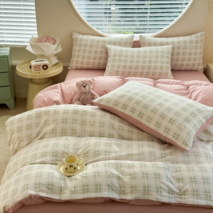 91家纺网 家纺一手货源 找家纺 （总）爱多多家居 2026新款双层纱针织棉印花四件套