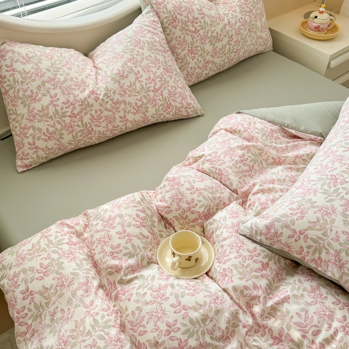 91家纺网 家纺一手货源 找家纺 爱多多家居 2026新款双层纱针织棉印花四件套 初夏