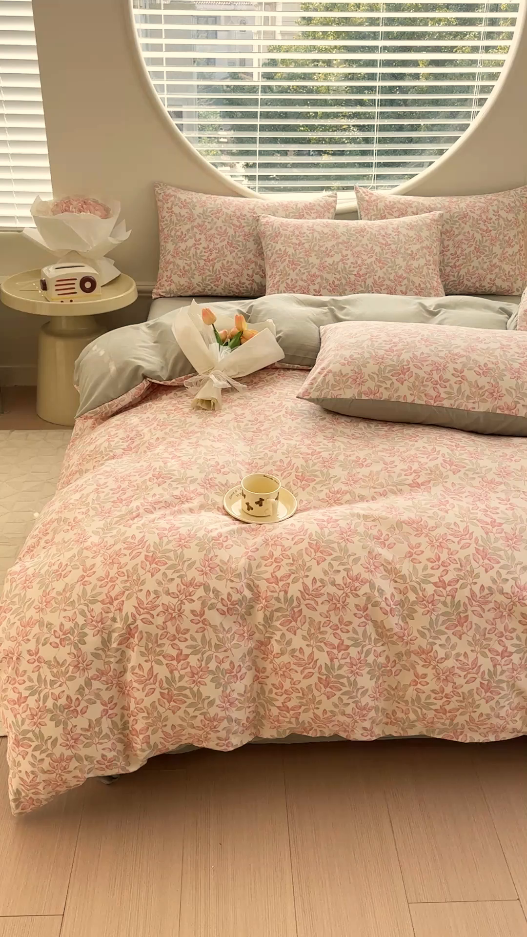 91家纺网 家纺一手货源 找家纺 爱多多家居 2026新款双层纱针织棉印花四件套 初夏