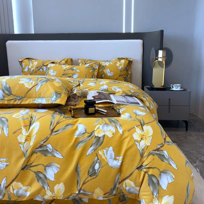 91家纺网 家纺一手货源 找家纺 塞纳 2026新款铂金暖绒加厚磨毛四件套 如月梦-黄