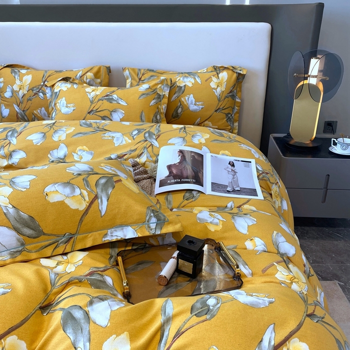 91家纺网 家纺一手货源 找家纺 塞纳 2026新款铂金暖绒加厚磨毛四件套 如月梦-黄