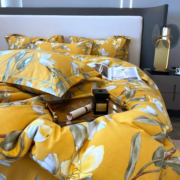 91家纺网 家纺一手货源 找家纺 塞纳 2026新款铂金暖绒加厚磨毛四件套 如月梦-黄