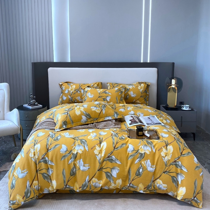 塞纳 2026新款铂金暖绒加厚磨毛四件套 如月梦-黄