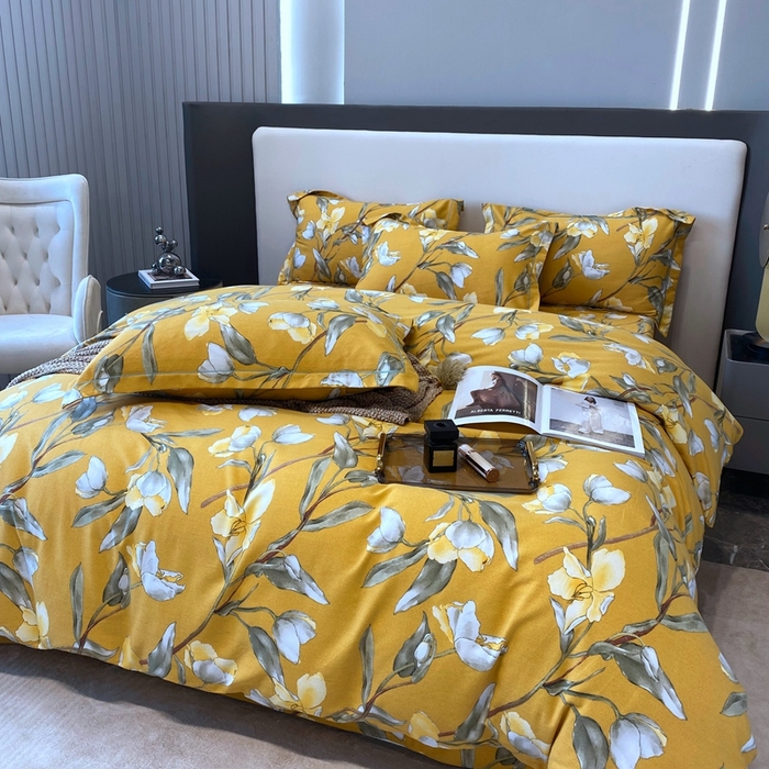 91家纺网 家纺一手货源 找家纺 塞纳 2026新款铂金暖绒加厚磨毛四件套 如月梦-黄