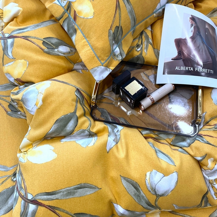 91家纺网 家纺一手货源 找家纺 塞纳 2026新款铂金暖绒加厚磨毛四件套 如月梦-黄