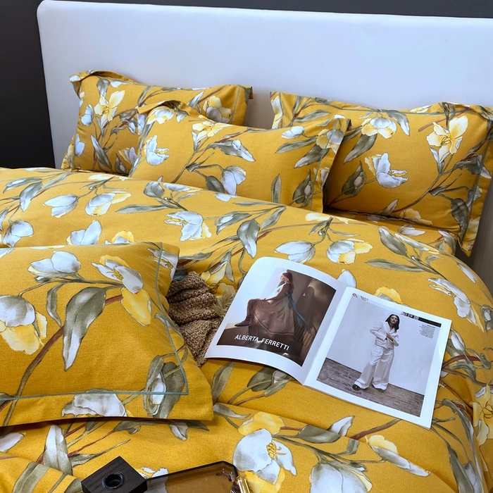 91家纺网 家纺一手货源 找家纺 塞纳 2026新款铂金暖绒加厚磨毛四件套 如月梦-黄