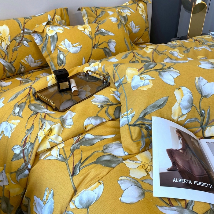 91家纺网 家纺一手货源 找家纺 塞纳 2026新款铂金暖绒加厚磨毛四件套 如月梦-黄