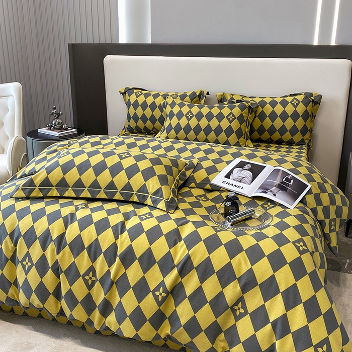 91家纺网 家纺一手货源 找家纺 塞纳 2026新款铂金暖绒加厚磨毛四件套 艺术格林-黄