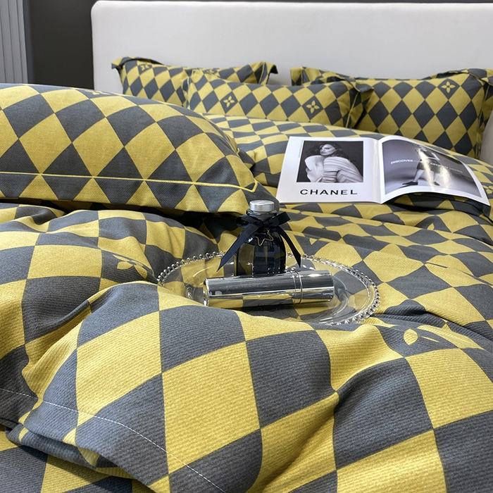 91家纺网 家纺一手货源 找家纺 塞纳 2026新款铂金暖绒加厚磨毛四件套 艺术格林-黄