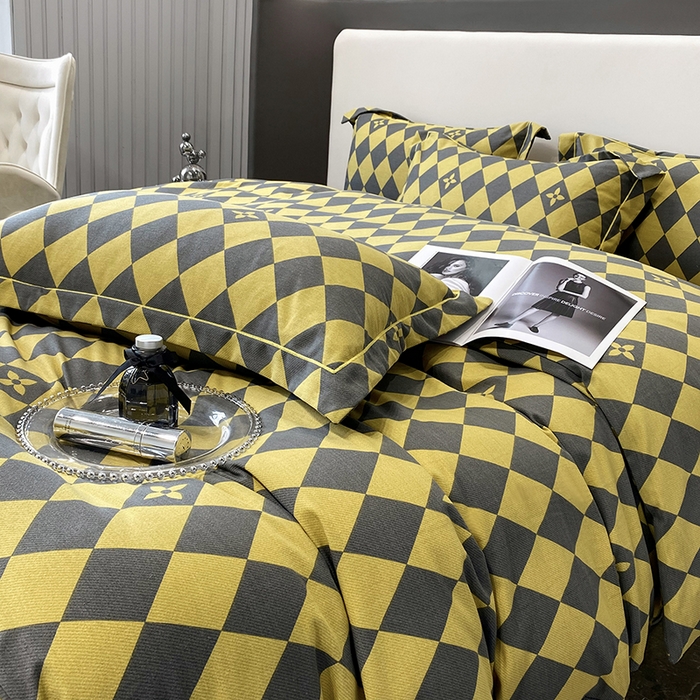 91家纺网 家纺一手货源 找家纺 塞纳 2026新款铂金暖绒加厚磨毛四件套 艺术格林-黄