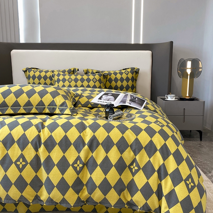 91家纺网 家纺一手货源 找家纺 塞纳 2026新款铂金暖绒加厚磨毛四件套 艺术格林-黄