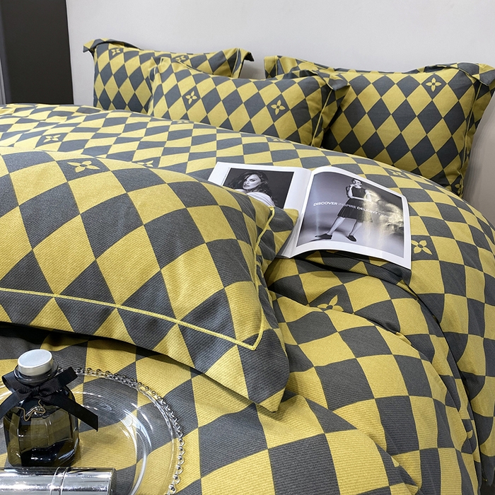 91家纺网 家纺一手货源 找家纺 塞纳 2026新款铂金暖绒加厚磨毛四件套 艺术格林-黄