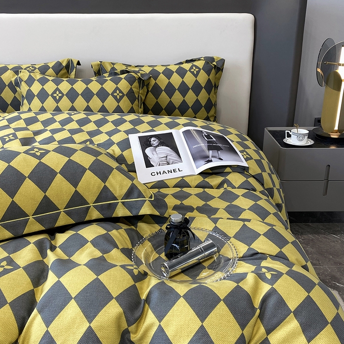 91家纺网 家纺一手货源 找家纺 塞纳 2026新款铂金暖绒加厚磨毛四件套 艺术格林-黄