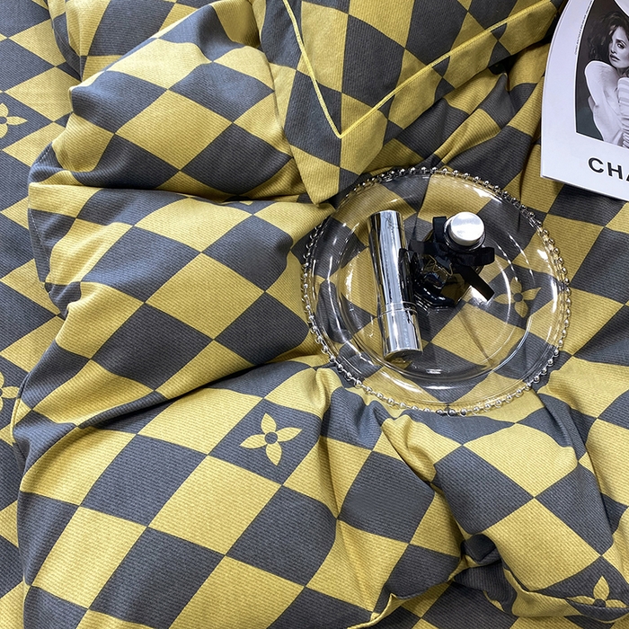 91家纺网 家纺一手货源 找家纺 塞纳 2026新款铂金暖绒加厚磨毛四件套 艺术格林-黄