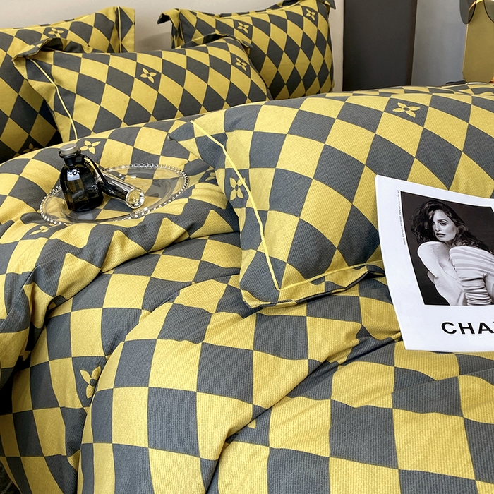 91家纺网 家纺一手货源 找家纺 塞纳 2026新款铂金暖绒加厚磨毛四件套 艺术格林-黄