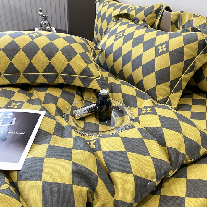 91家纺网 家纺一手货源 找家纺 塞纳 2026新款铂金暖绒加厚磨毛四件套 艺术格林-黄