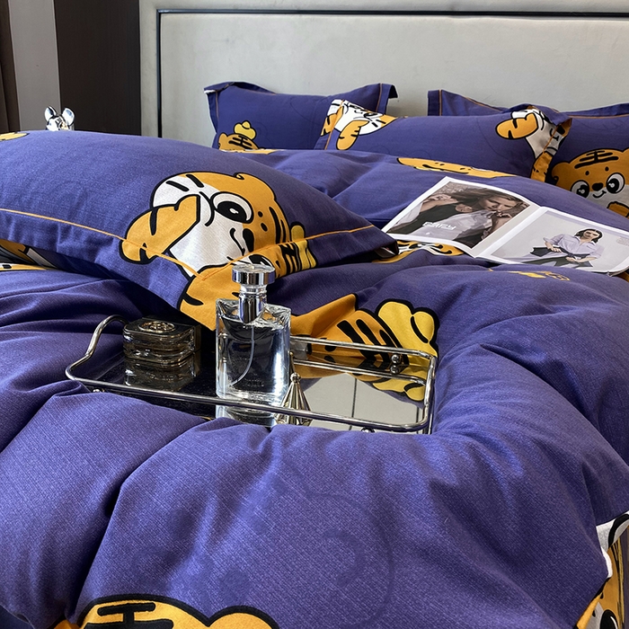 91家纺网 家纺一手货源 找家纺 塞纳 2026新款铂金暖绒加厚磨毛四件套 小老虎