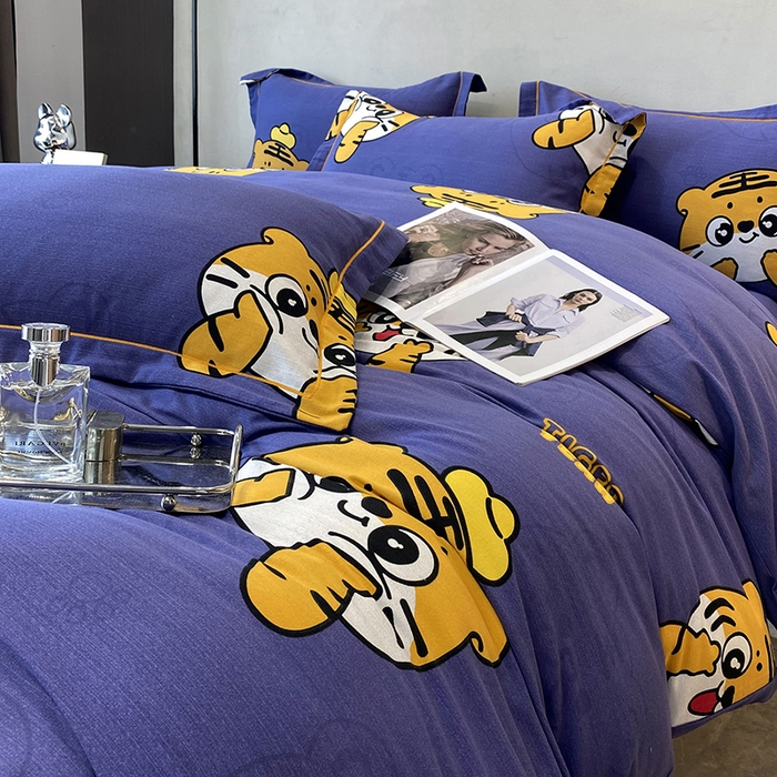 91家纺网 家纺一手货源 找家纺 塞纳 2026新款铂金暖绒加厚磨毛四件套 小老虎