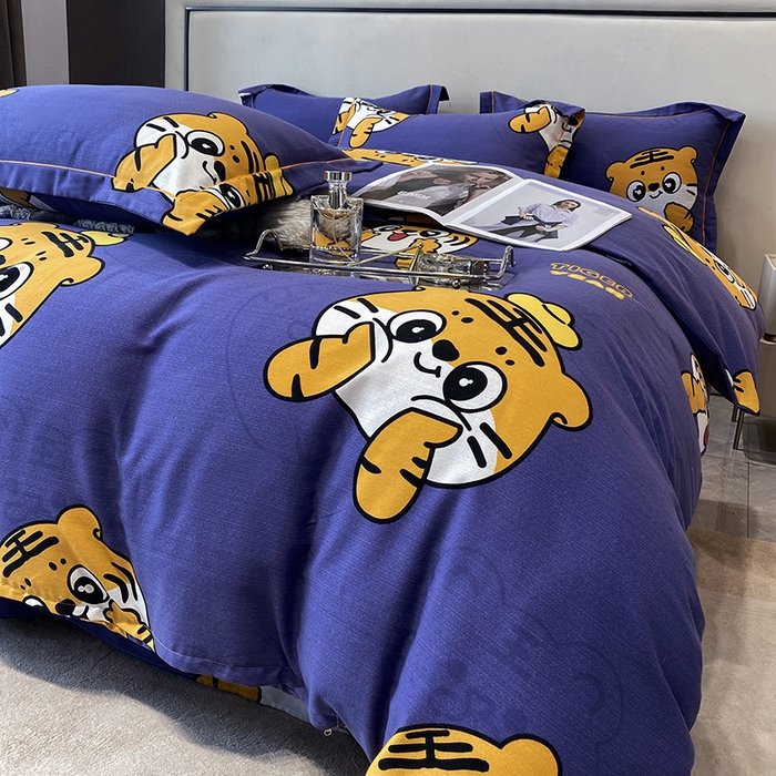 91家纺网 家纺一手货源 找家纺 塞纳 2026新款铂金暖绒加厚磨毛四件套 小老虎