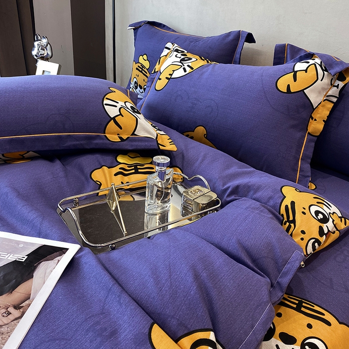 91家纺网 家纺一手货源 找家纺 塞纳 2026新款铂金暖绒加厚磨毛四件套 小老虎