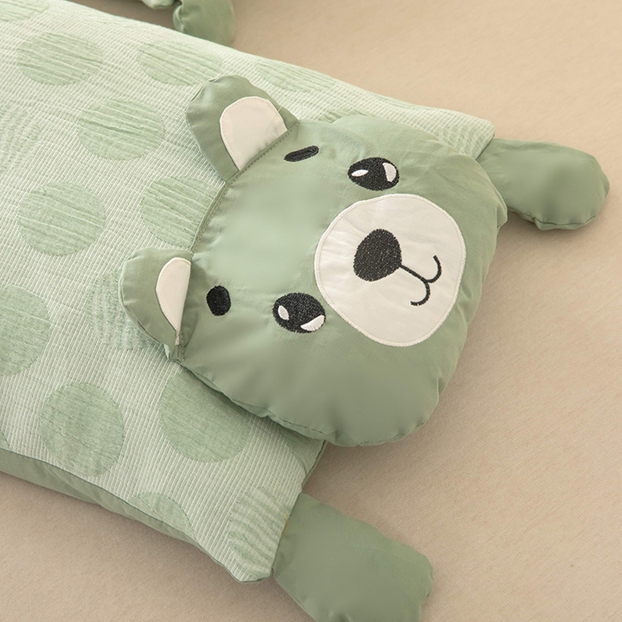 91家纺网 家纺一手货源 找家纺 （总）梦莱家纺 2026新款波点熊水洗棉麻荞麦枕