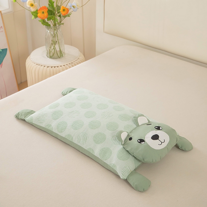 91家纺网 家纺一手货源 找家纺 （总）梦莱家纺 2026新款波点熊水洗棉麻荞麦枕