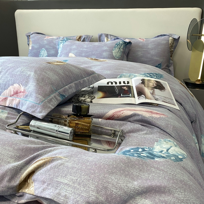 91家纺网 家纺一手货源 找家纺 塞纳 2026新款铂金暖绒加厚磨毛四件套 七彩羽毛