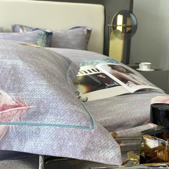 91家纺网 家纺一手货源 找家纺 塞纳 2026新款铂金暖绒加厚磨毛四件套 七彩羽毛