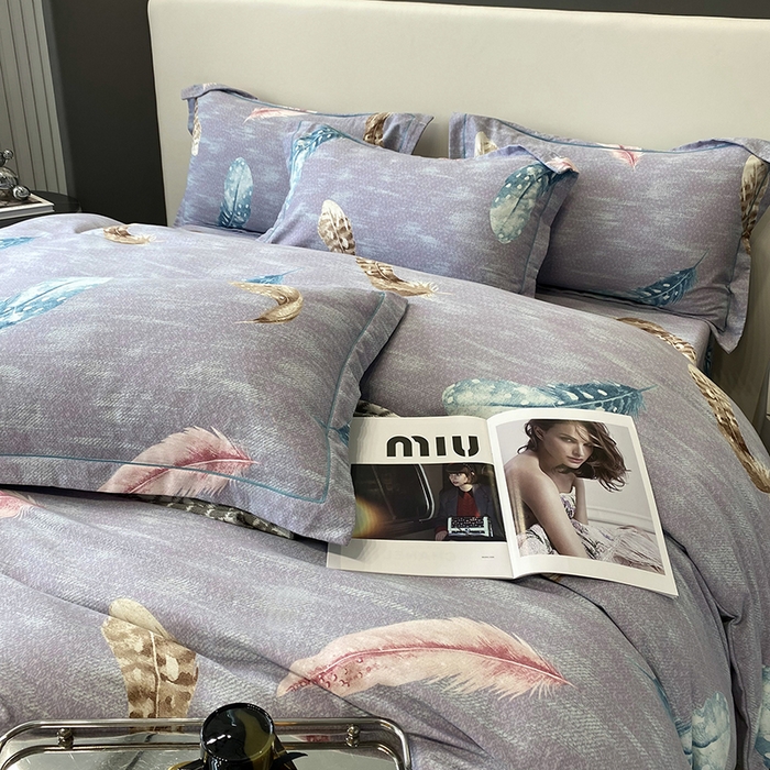 91家纺网 家纺一手货源 找家纺 塞纳 2026新款铂金暖绒加厚磨毛四件套 七彩羽毛