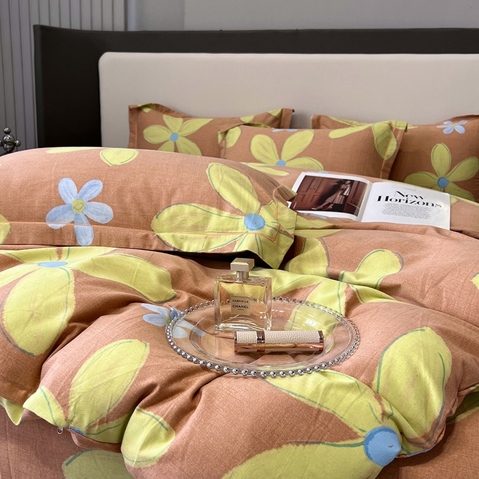 91家纺网 家纺一手货源 找家纺 塞纳 2026新款铂金暖绒加厚磨毛四件套 花意-桔