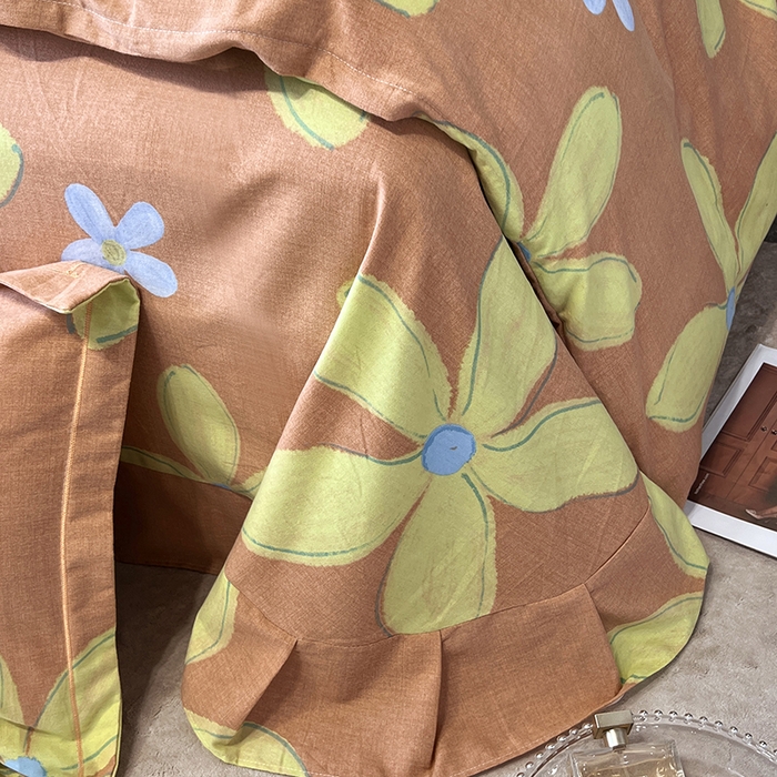 91家纺网 家纺一手货源 找家纺 塞纳 2026新款铂金暖绒加厚磨毛四件套 花意-桔