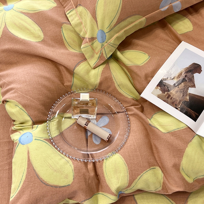 91家纺网 家纺一手货源 找家纺 塞纳 2026新款铂金暖绒加厚磨毛四件套 花意-桔