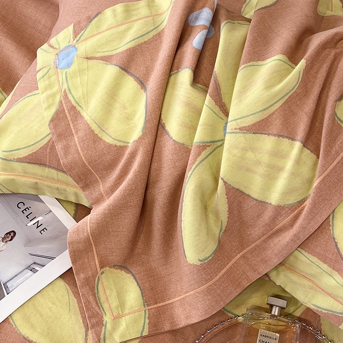 91家纺网 家纺一手货源 找家纺 塞纳 2026新款铂金暖绒加厚磨毛四件套 花意-桔