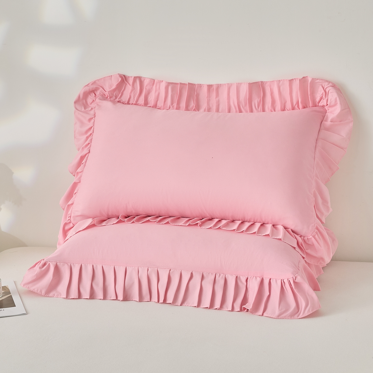 91家纺网 家纺一手货源 找家纺 （总）衿成家纺 2026新款荷叶花边枕套纯色系列