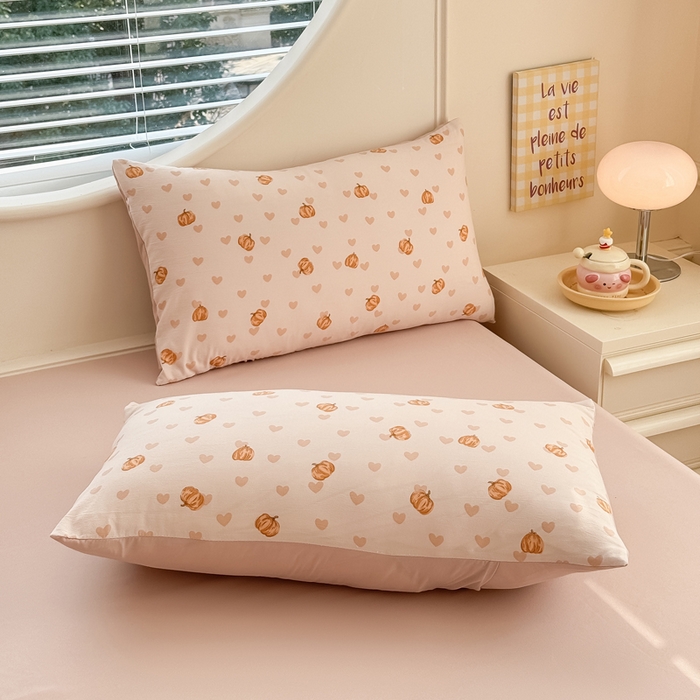 爱多多家居 2026新款双层纱针织棉印花枕套 南瓜派