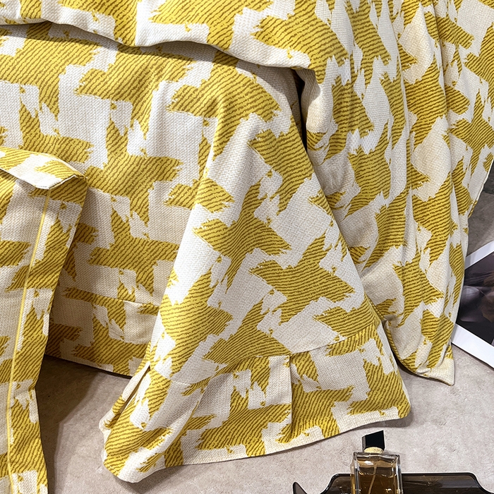 91家纺网 家纺一手货源 找家纺 塞纳 2026新款铂金暖绒加厚磨毛四件套 菱格-黄
