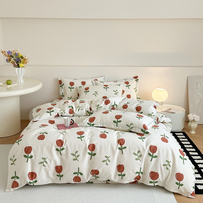 塞纳 2026新款铂金暖绒加厚磨毛四件套 雅秀-红