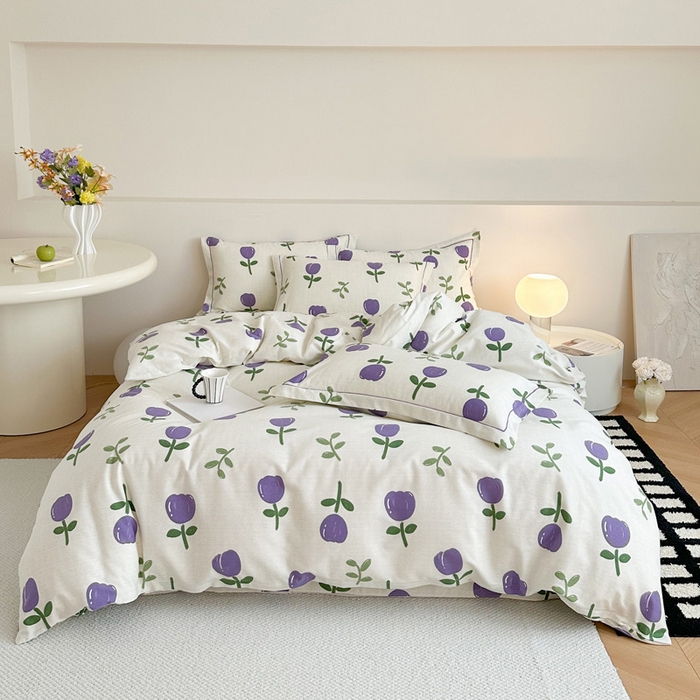 塞纳 2026新款铂金暖绒加厚磨毛四件套 雅秀-紫