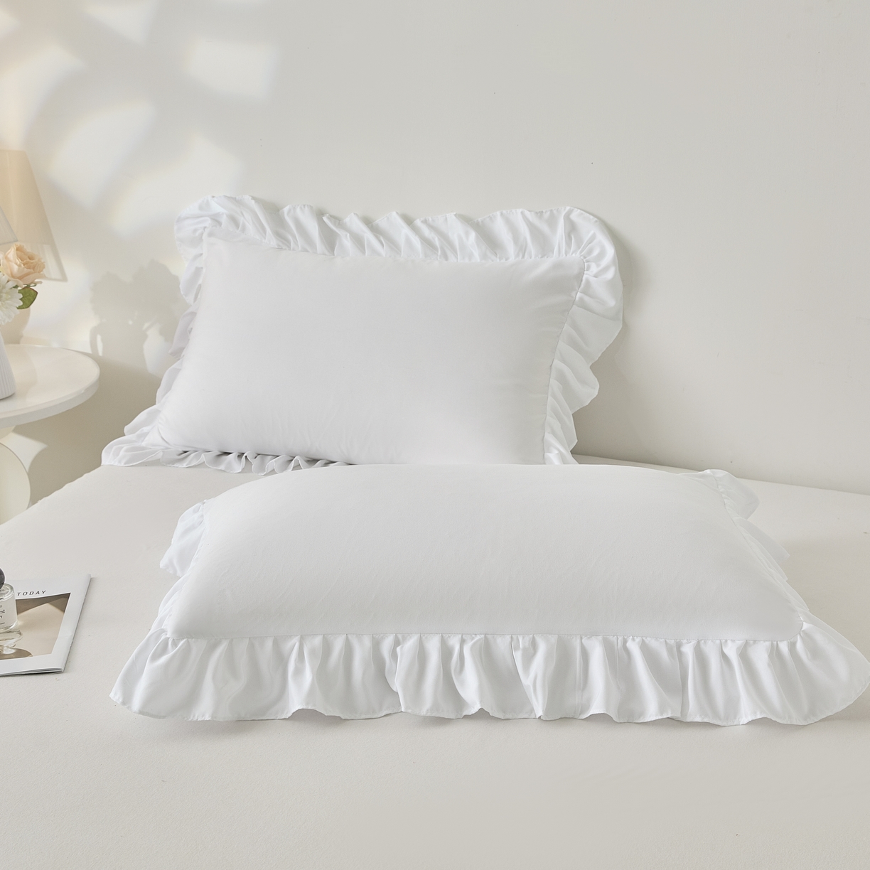 91家纺网 家纺一手货源 找家纺 （总）衿成家纺 2026新款荷叶花边枕套纯色系列