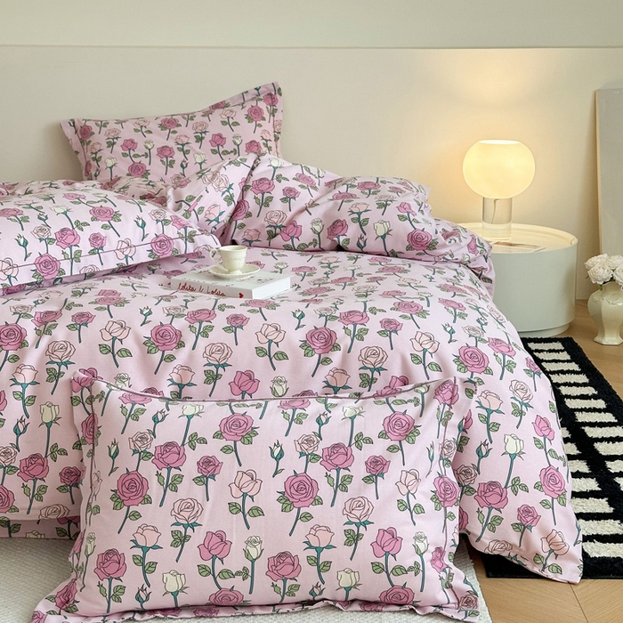 91家纺网 家纺一手货源 找家纺 塞纳 2026新款铂金暖绒加厚磨毛四件套 玫瑰物语