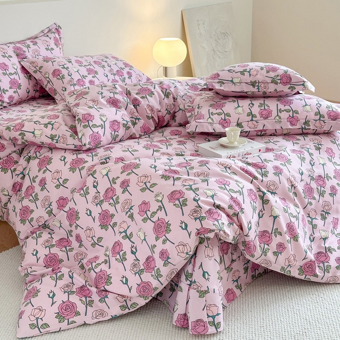 91家纺网 家纺一手货源 找家纺 塞纳 2026新款铂金暖绒加厚磨毛四件套 玫瑰物语