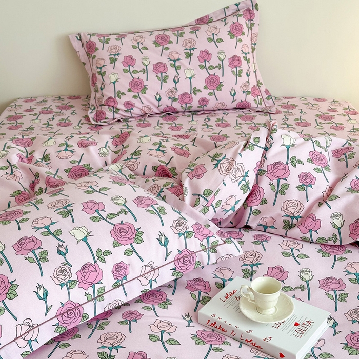 91家纺网 家纺一手货源 找家纺 塞纳 2026新款铂金暖绒加厚磨毛四件套 玫瑰物语