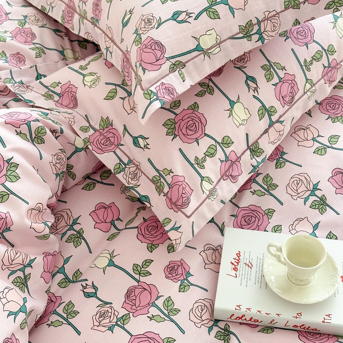 91家纺网 家纺一手货源 找家纺 塞纳 2026新款铂金暖绒加厚磨毛四件套 玫瑰物语