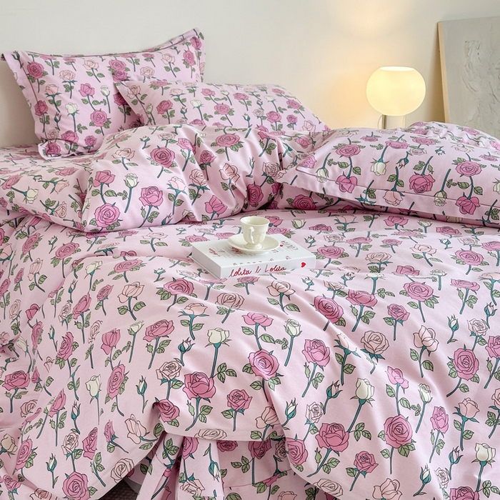 91家纺网 家纺一手货源 找家纺 塞纳 2026新款铂金暖绒加厚磨毛四件套 玫瑰物语