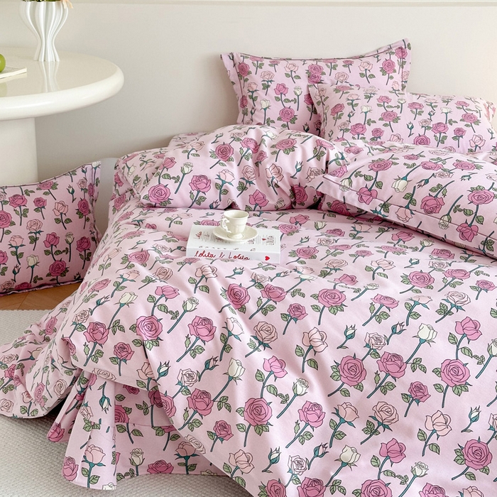 91家纺网 家纺一手货源 找家纺 塞纳 2026新款铂金暖绒加厚磨毛四件套 玫瑰物语