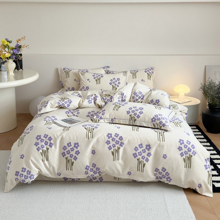 91家纺网 家纺一手货源 找家纺 塞纳 2026新款铂金暖绒加厚磨毛四件套 花曼雨