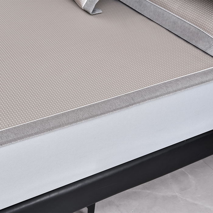 91家纺网 家纺一手货源 找家纺 小牛席业 2026新款花漾芯语绣花凉感冰丝席系列（床笠款）凉席藤席冰藤席冰丝席草席竹席乳胶席凉感豆豆席 香槟