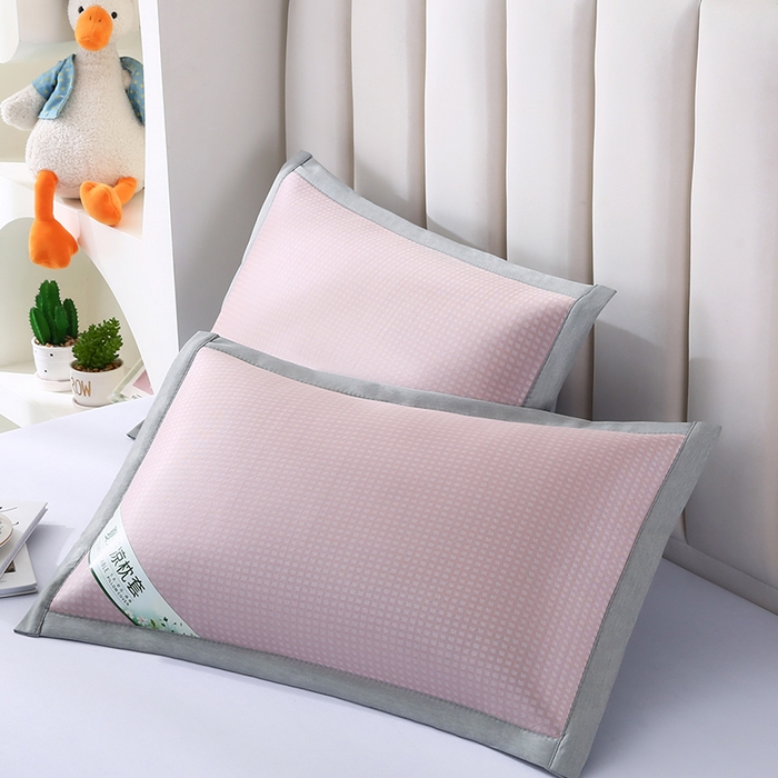 91家纺网 家纺一手货源 找家纺 小牛席业 2026新款华夫格冰丝夏凉枕枕套凉枕套凉枕套冰丝枕套藤枕套冰藤枕套冰丝枕套竹枕套凉席枕套豆豆枕套 粉色